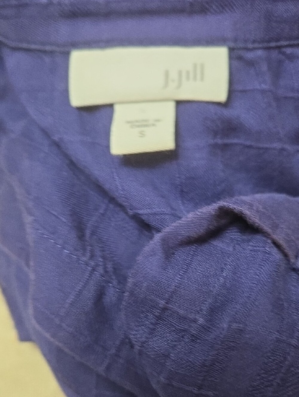 J. Jill Dark Blue Button-Front Peplum Tunic - Picture 3 of 5